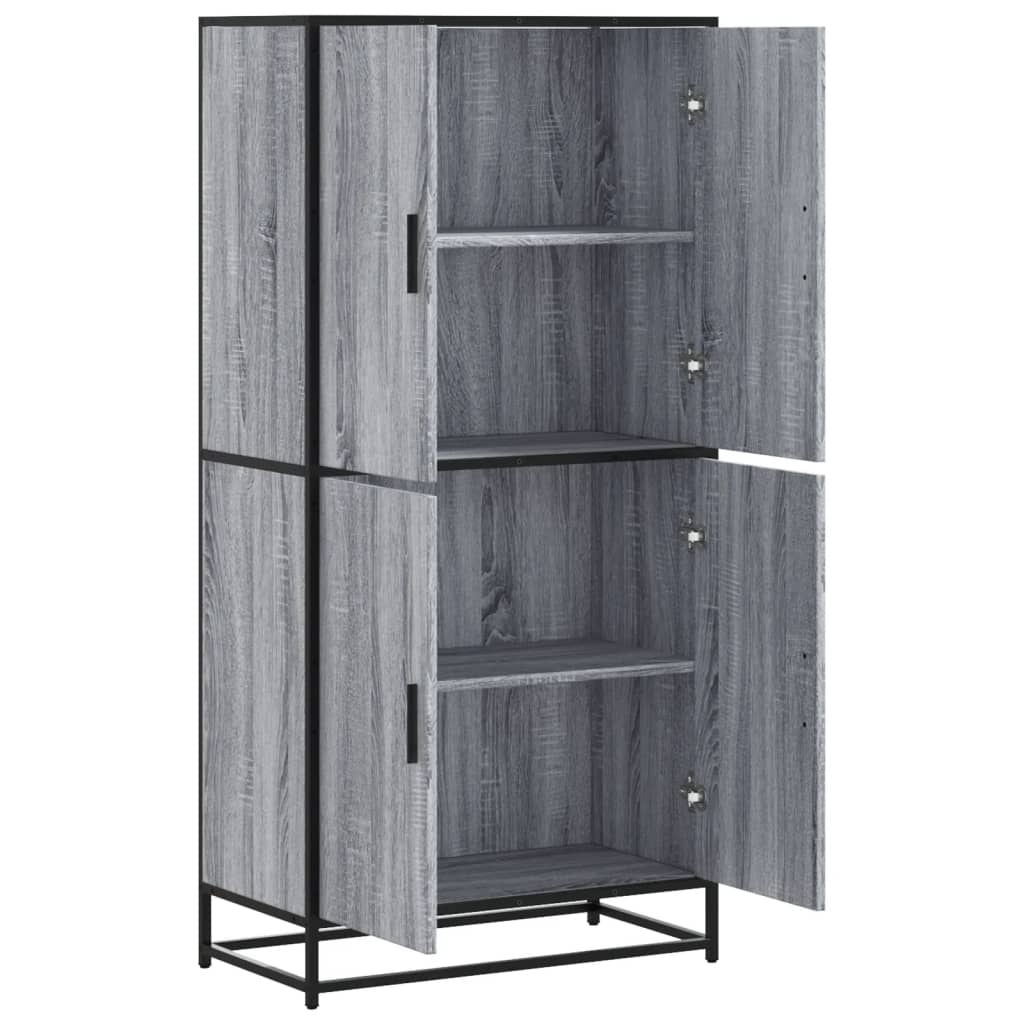 vidaXL Highboard Γκρι Sonoma 68x35x139 cm Ξύλινο μηχανουργικό ξύλο