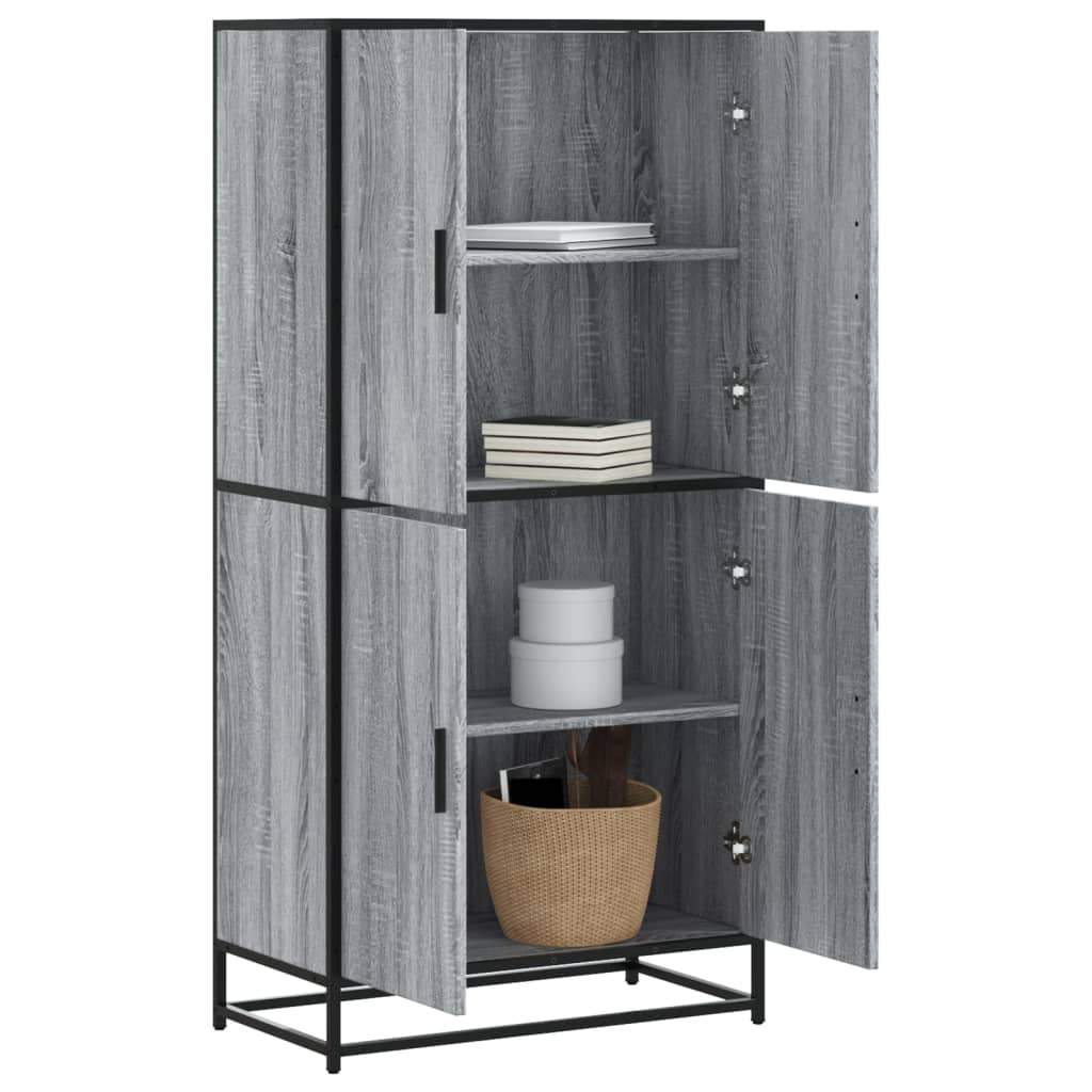 vidaXL Highboard Γκρι Sonoma 68x35x139 cm Ξύλινο μηχανουργικό ξύλο