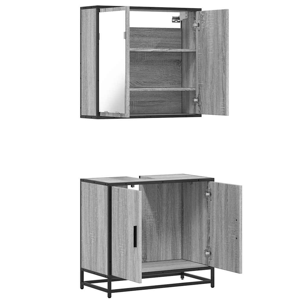 vidaXL Σετ Επίπλων Μπάνιου 2 Τεμαχίων Γκρι sonoma από Τεχν. Ξύλο