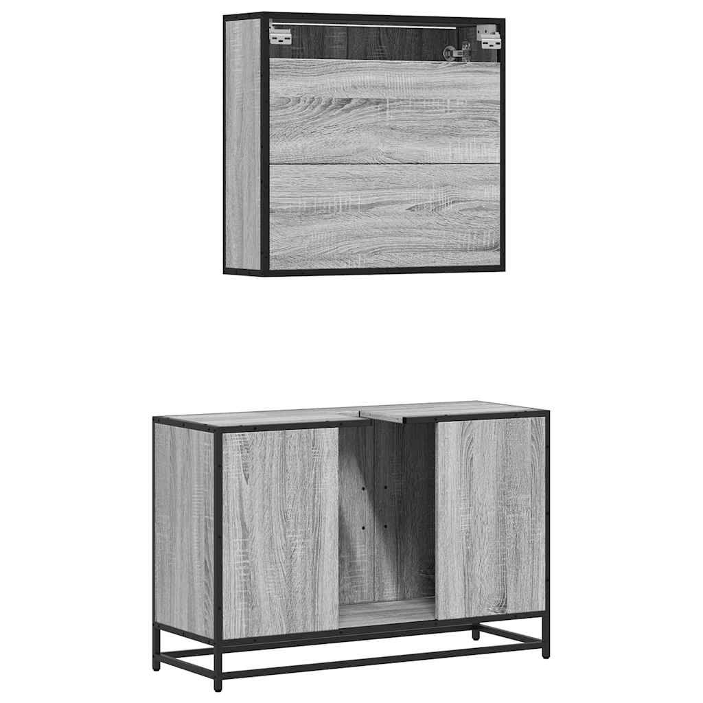 vidaXL Σετ Επίπλων Μπάνιου 2 Τεμαχίων Γκρι sonoma από Τεχν. Ξύλο