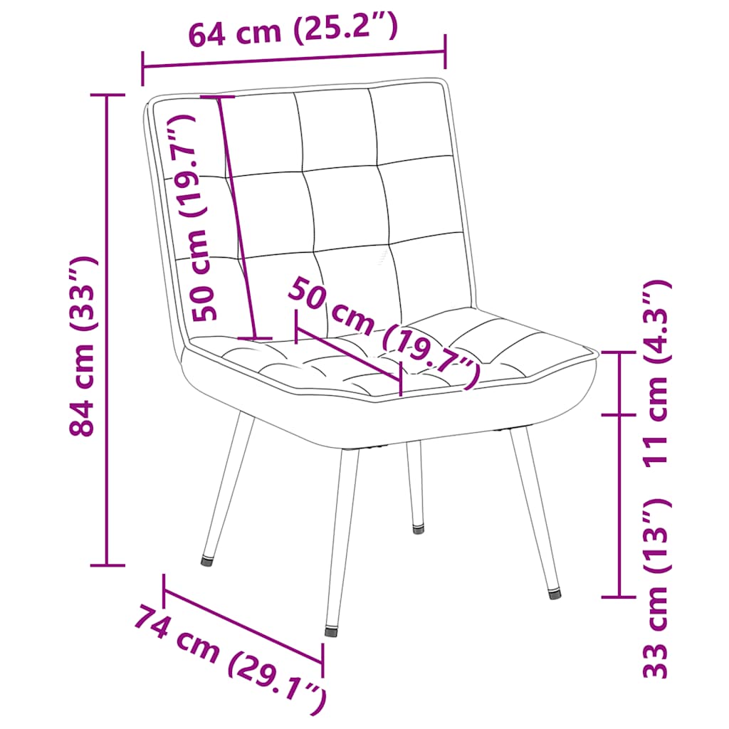 vidaXL Καρέκλα χαλάρωσης Σκούρο Γκρι 64x74x84 cm Βελούδο