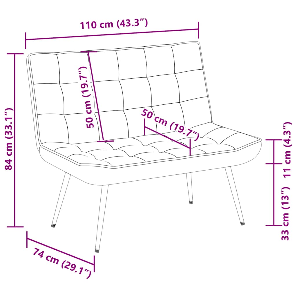 Πάγκος vidaXL Ροζ 110x74x84 εκ.Βελούδο