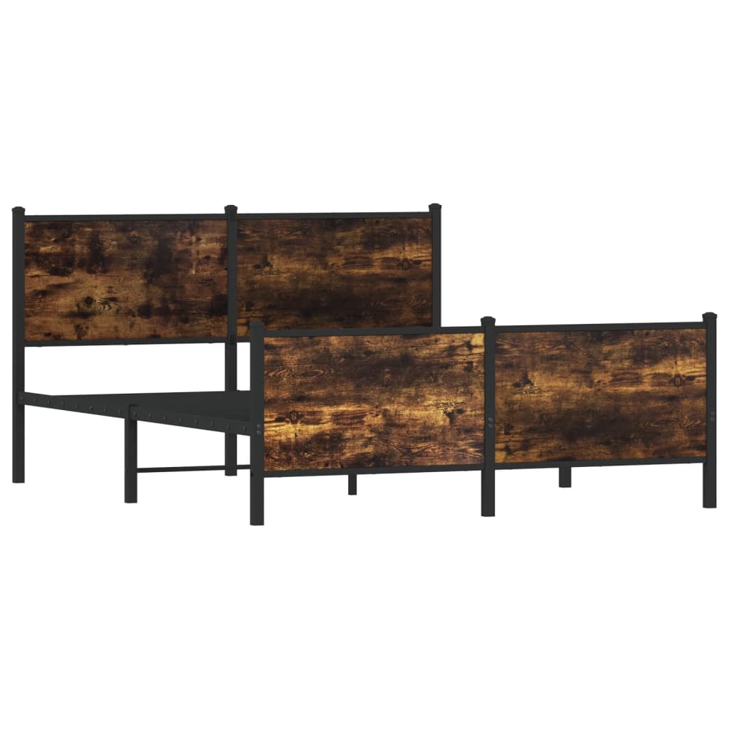 vidaXL Σκελετός Κρεβ. Χωρίς Στρώμα Καπνιστή Δρυς 140x200 εκ. Μεταλλικό