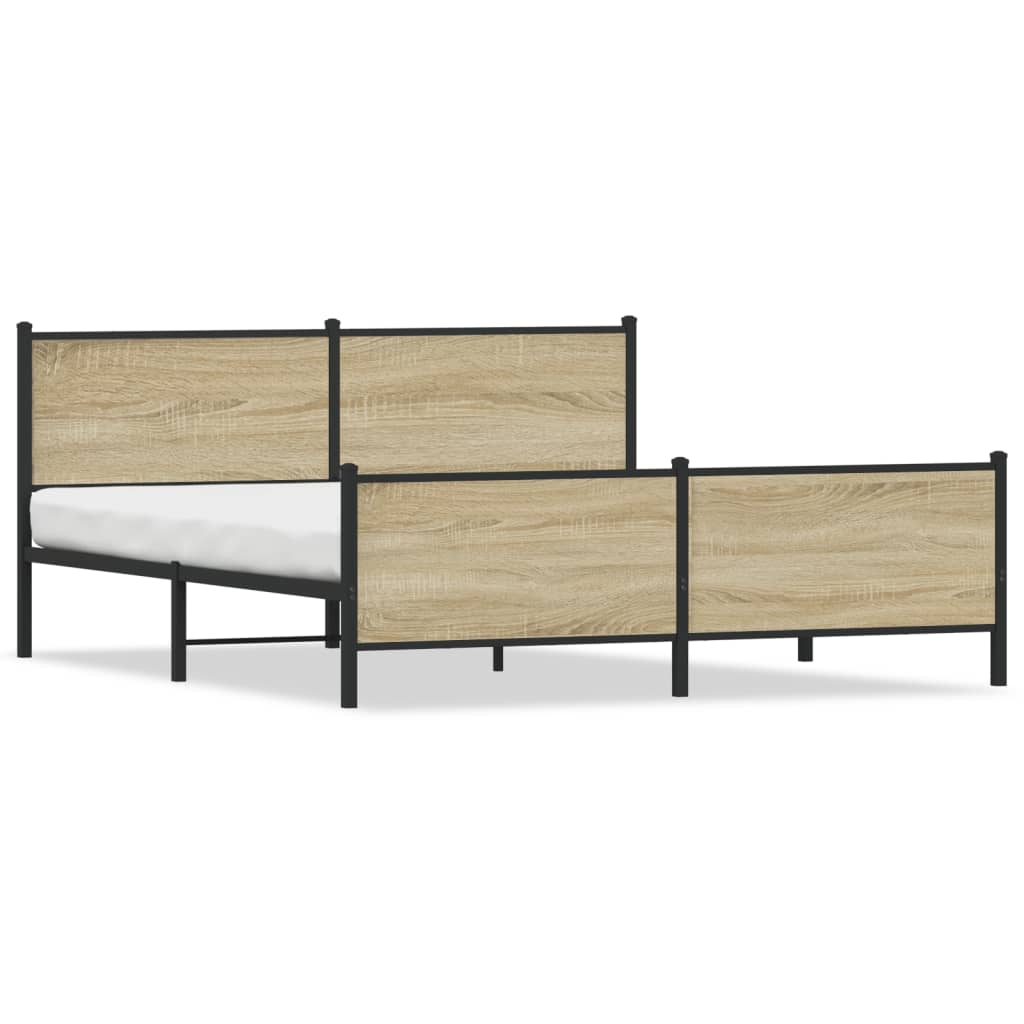 vidaXL Σκελετός Κρεβ. Χωρίς Στρώμα Sonoma Δρυς 183x213 εκ. Μεταλλικό