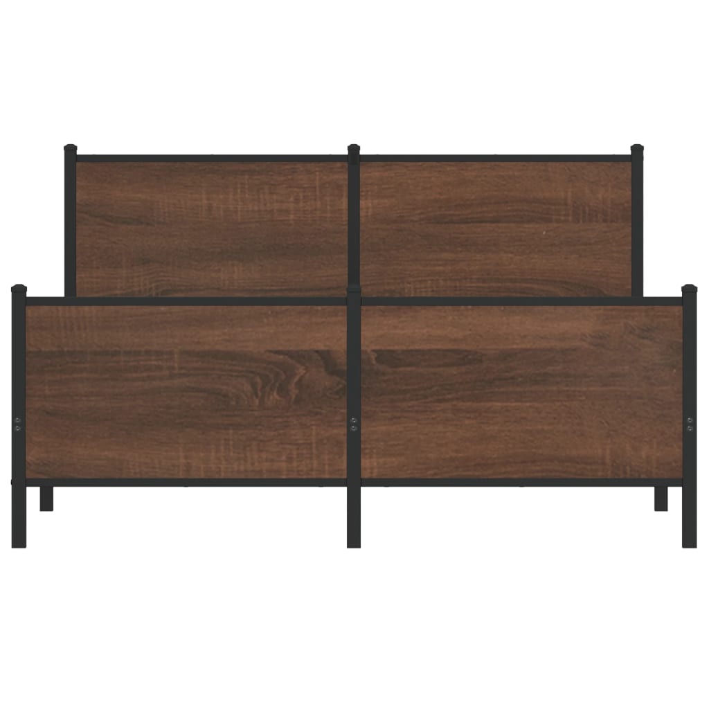 vidaXL Μεταλλικό σκελετό κρεβατιού χωρίς στρώμα καφέ δρυς 140x190 cm