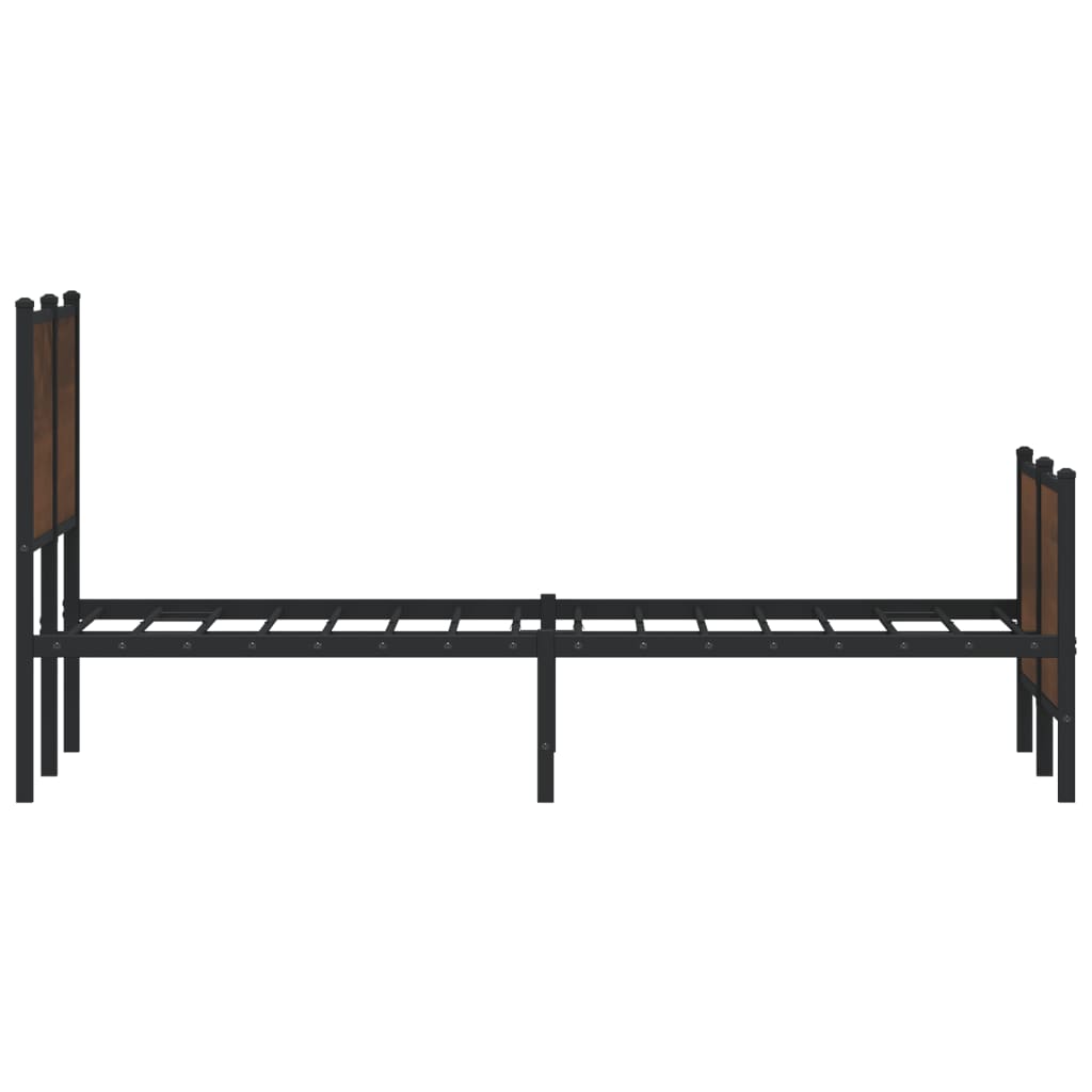 vidaXL Σκελετός Κρεβ. Χωρίς Στρώμα Καφέ Δρυς 150x200 εκ. Μεταλλικό