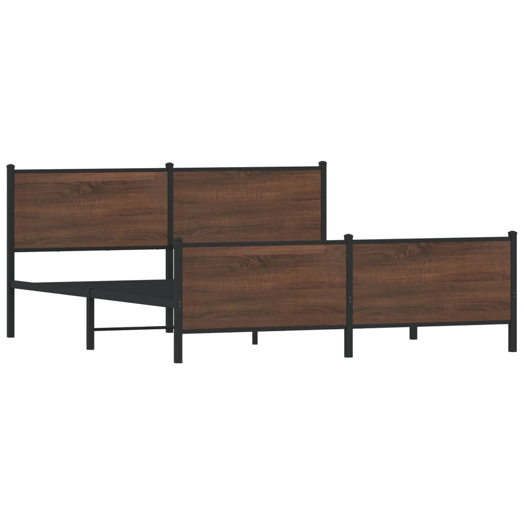 vidaXL Σκελετός Κρεβ. Χωρίς Στρώμα Καφέ Δρυς 193x203 εκ. Μεταλλικό