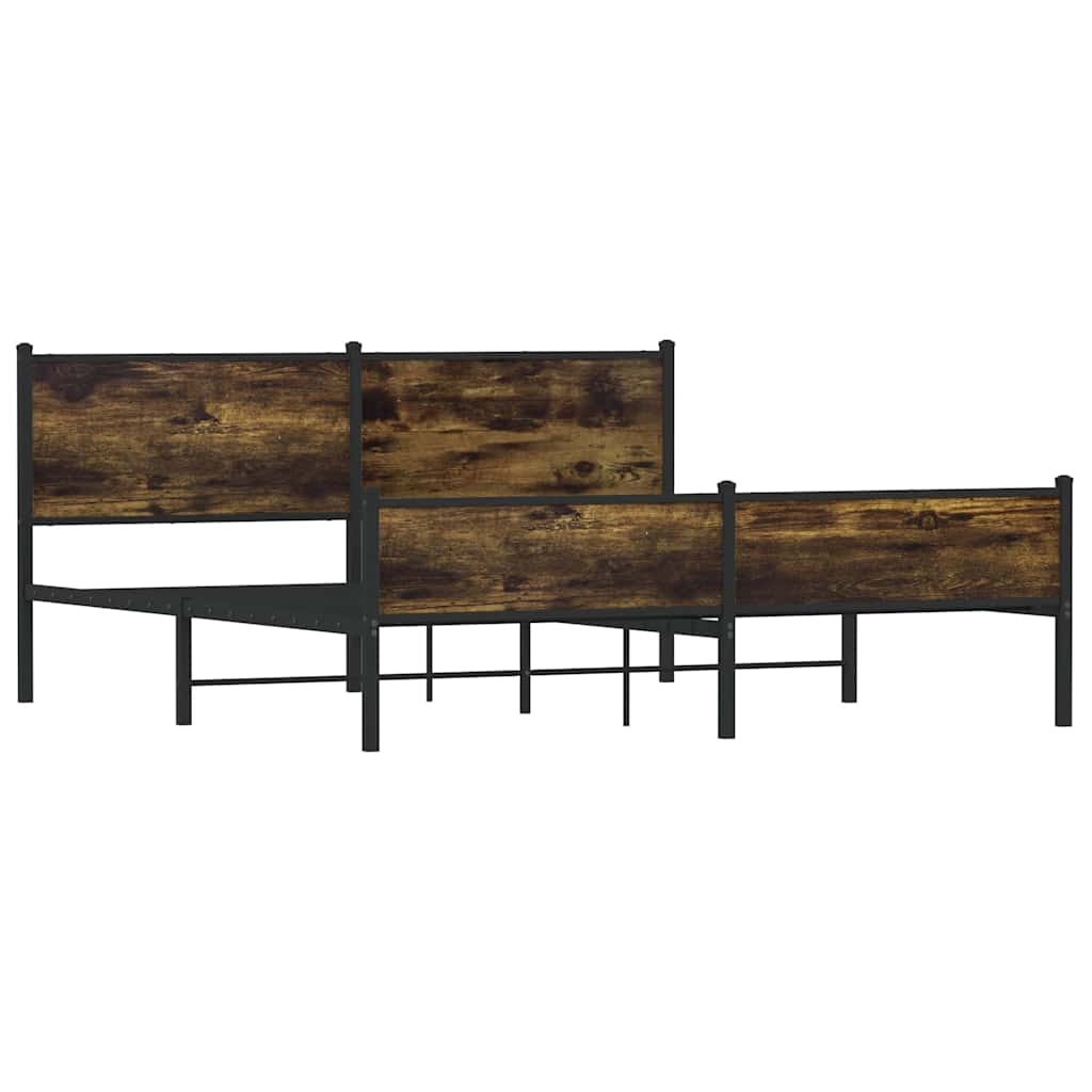 vidaXL Σκελετός Κρεβ. Χωρίς Στρώμα Καπνιστή Δρυς 180x200 εκ. Μεταλλικό