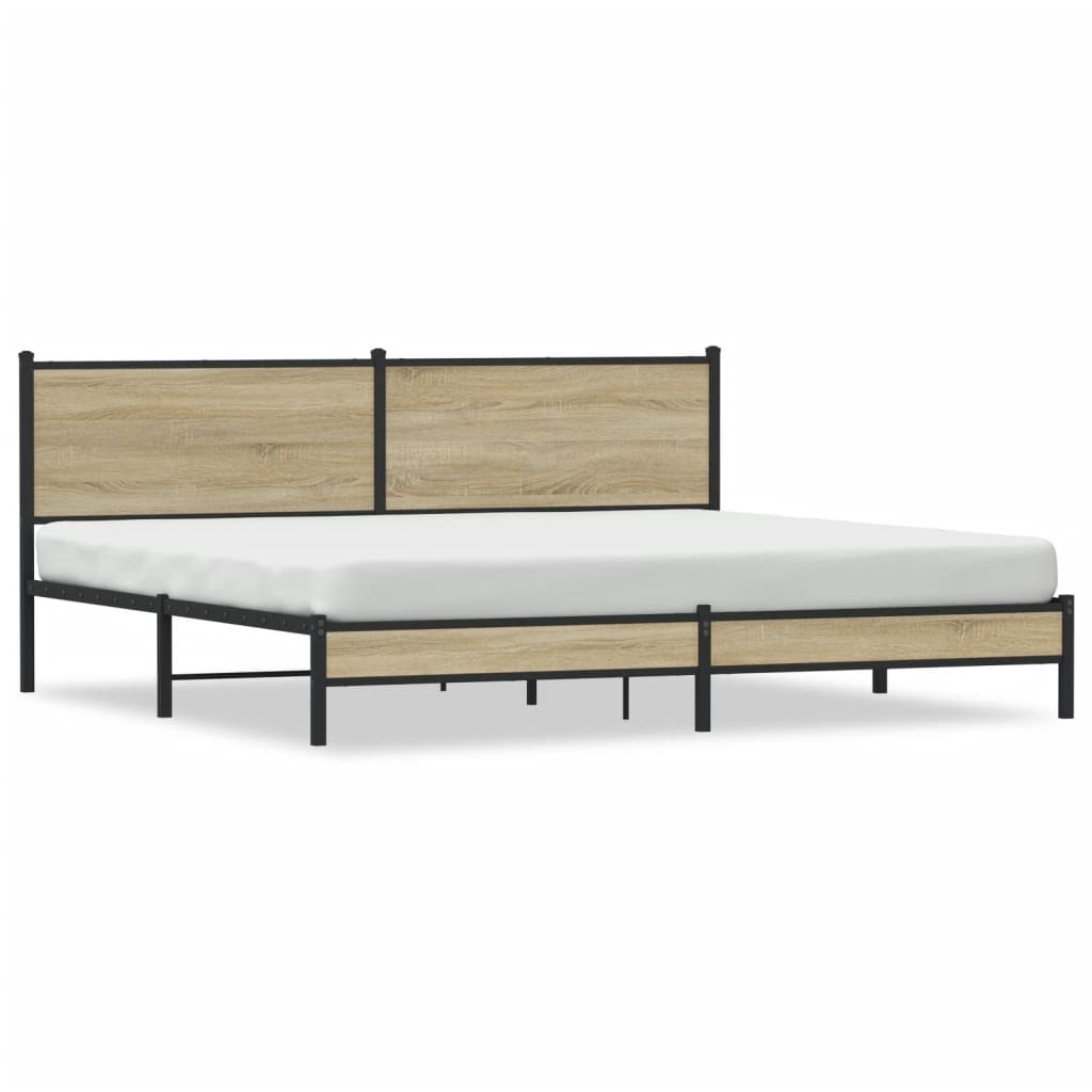 vidaXL Σκελετός Κρεβ. Χωρίς Στρώμα Sonoma Δρυς 193x203 εκ. Μεταλλικό
