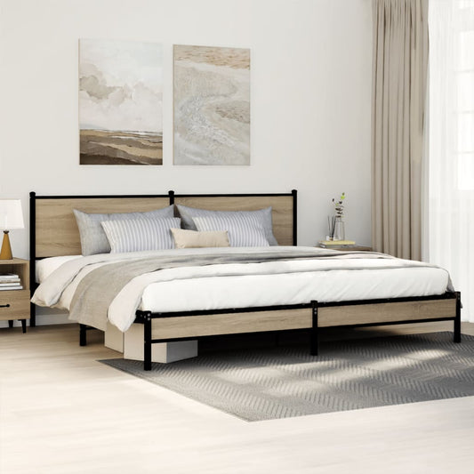 vidaXL Σκελετός Κρεβ. Χωρίς Στρώμα Sonoma Δρυς 200x200 εκ. Μεταλλικό