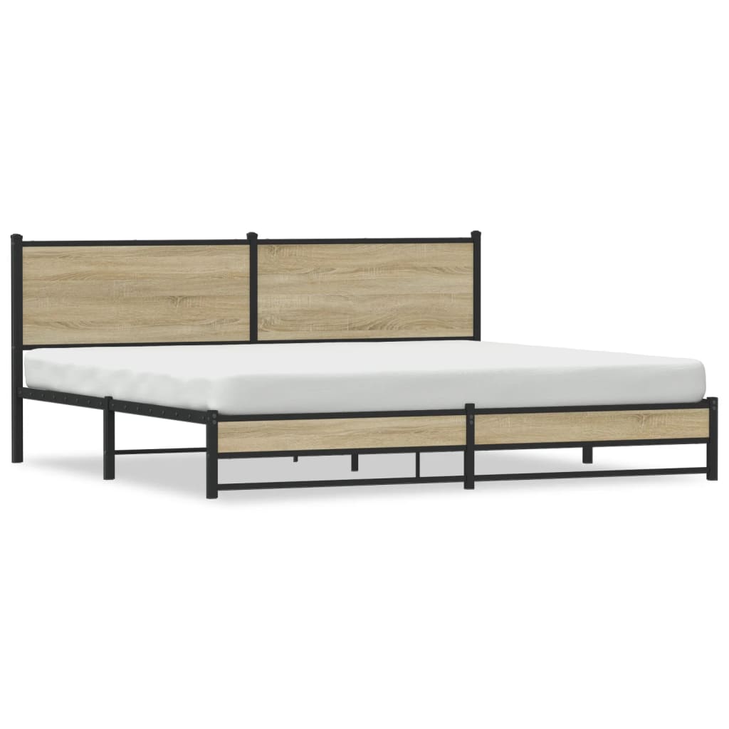 vidaXL Σκελετός Κρεβ. Χωρίς Στρώμα Sonoma Δρυς 193x203 εκ. Μεταλλικό