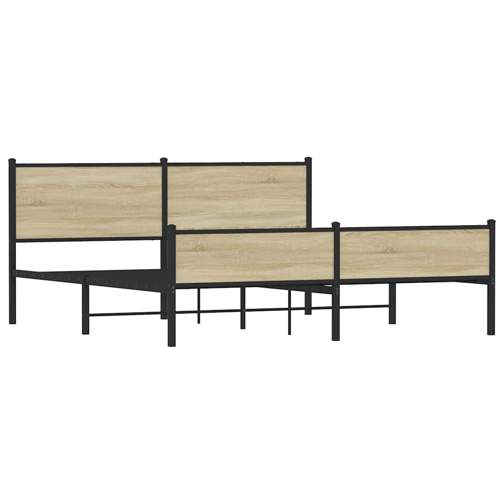 vidaXL Σκελετός Κρεβ. Χωρίς Στρώμα Sonoma Δρυς 180x200 εκ. Μεταλλικό