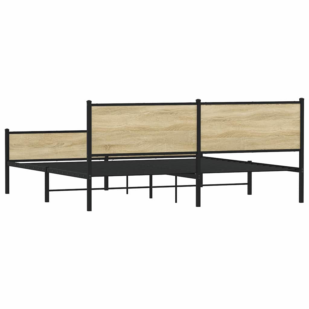 vidaXL Σκελετός Κρεβ. Χωρίς Στρώμα Sonoma Δρυς 193x203 εκ. Μεταλλικό