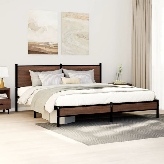 vidaXL Σκελετός Κρεβ. Χωρίς Στρώμα Καφέ Δρυς 180x200 εκ. Μεταλλικό