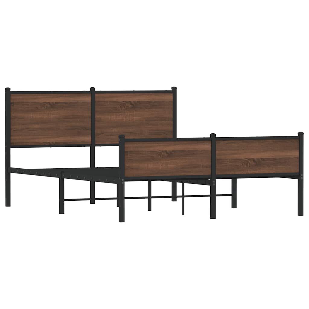 vidaXL Σκελετός Κρεβ. Χωρίς Στρώμα Καφέ Δρυς 150x200 εκ. Μεταλλικό