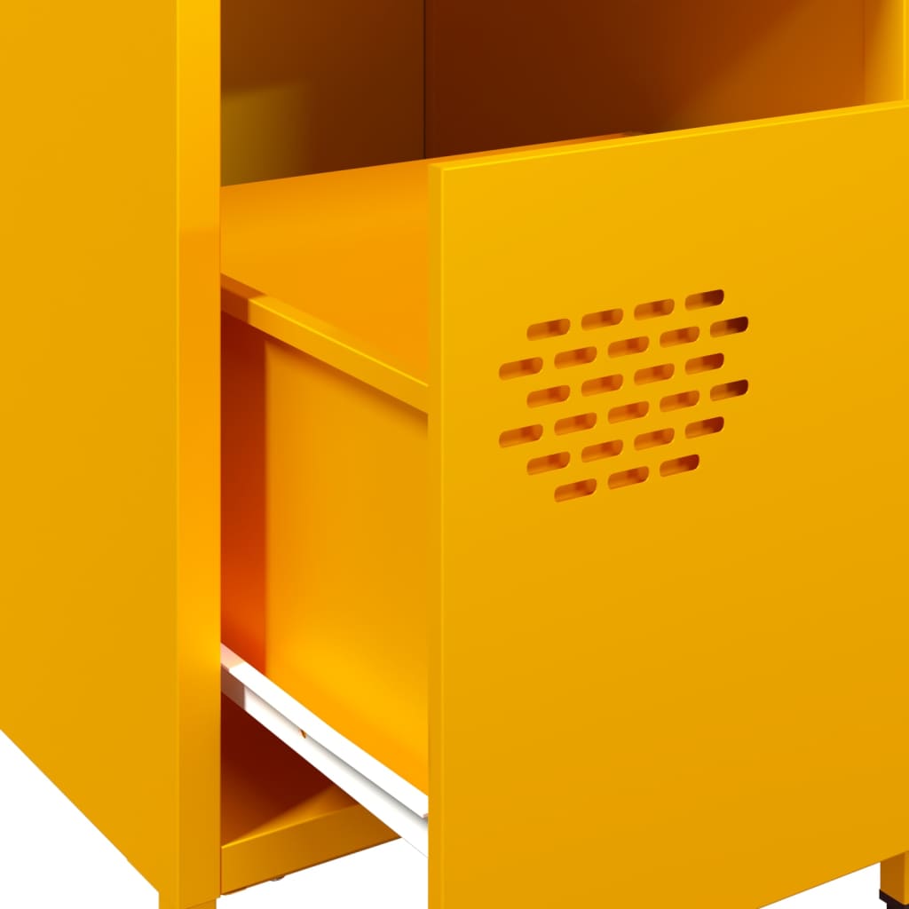 vidaXL Κομοδίνα 2 τεμ. Μουσταρδί 35x39x43,5 εκ. από Χάλυβα