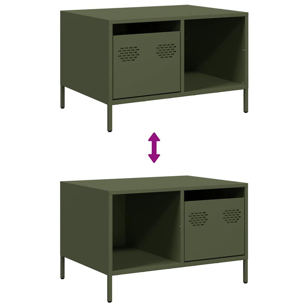 vidaXL Τραπεζάκι Σαλονιού Λαδί 68,5x50x43,5 εκ. Χάλυβα Ψυχρής Έλασης