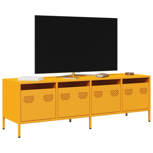 vidaXL Έπιπλο Τηλεόρασης Μουσταρδί 135x39x43,5 εκ Ατσάλι Ψυχρής Έλασης