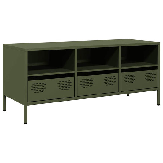 vidaXL Έπιπλο Τηλεόρασης Λαδί 101,5x39x43,5 εκ. Ατσάλι Ψυχρής Έλασης