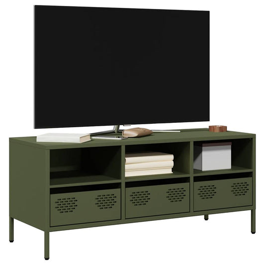 vidaXL Έπιπλο Τηλεόρασης Λαδί 101,5x39x43,5 εκ. Ατσάλι Ψυχρής Έλασης