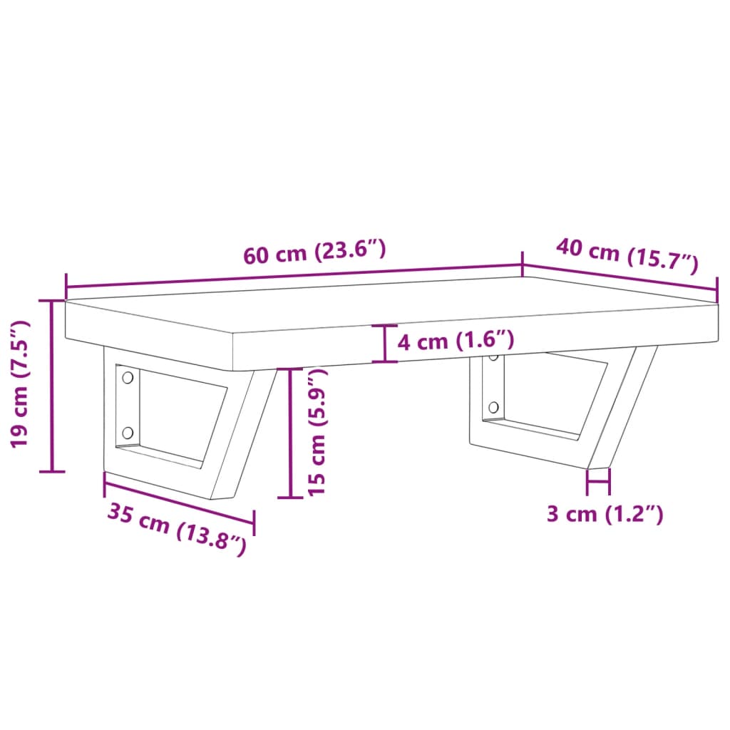 vidaXL Ράφι Νιπτήρα Τοίχου από Ατσάλι / Μασίφ Ξύλο Οξιάς