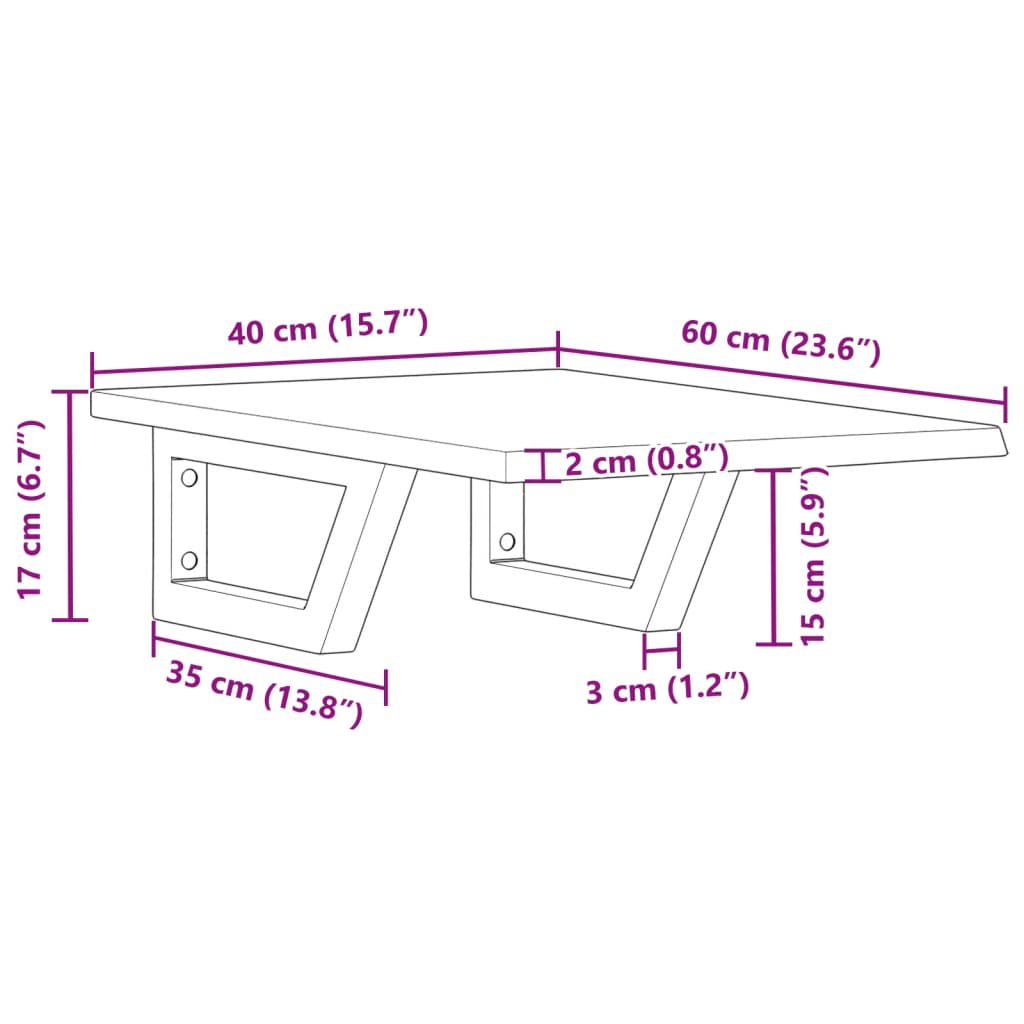 vidaXL Ράφι Νιπτήρα Τοίχου από Ατσάλι / Μασίφ Ξύλο Δρυός
