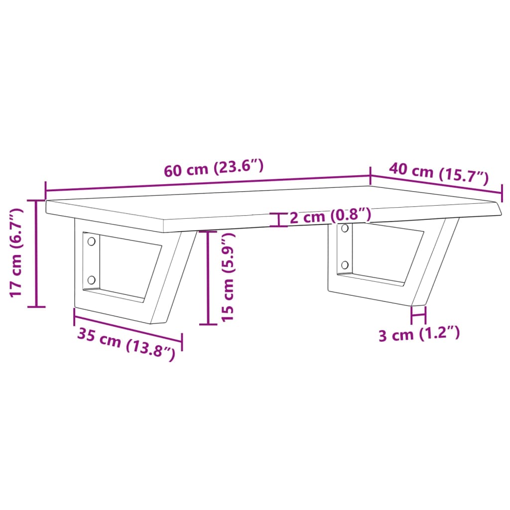 vidaXL Ράφι Νιπτήρα Τοίχου από Ατσάλι / Μασίφ Ξύλο Δρυός