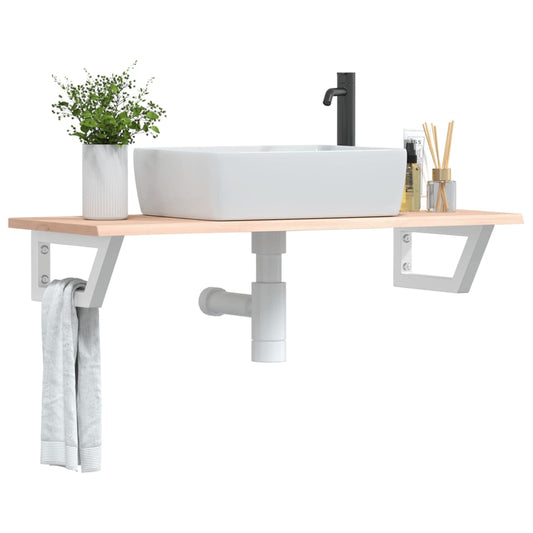 vidaXL Ράφι Νιπτήρα Τοίχου από Ατσάλι / Μασίφ Ξύλο Δρυός