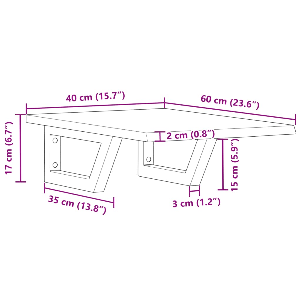 vidaXL Ράφι Νιπτήρα Τοίχου από Ατσάλι / Μασίφ Ξύλο Δρυός