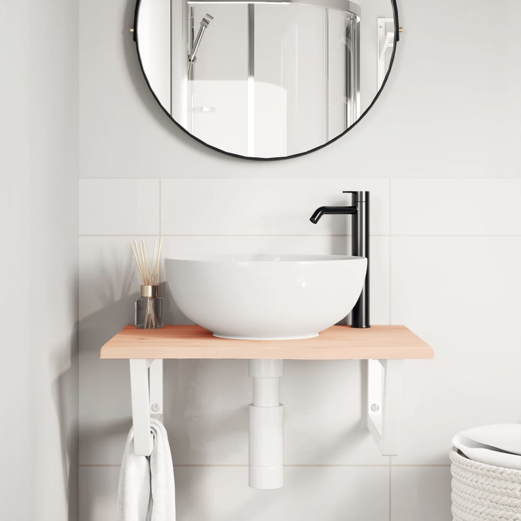 vidaXL Ράφι Νιπτήρα Τοίχου από Ατσάλι / Μασίφ Ξύλο Δρυός