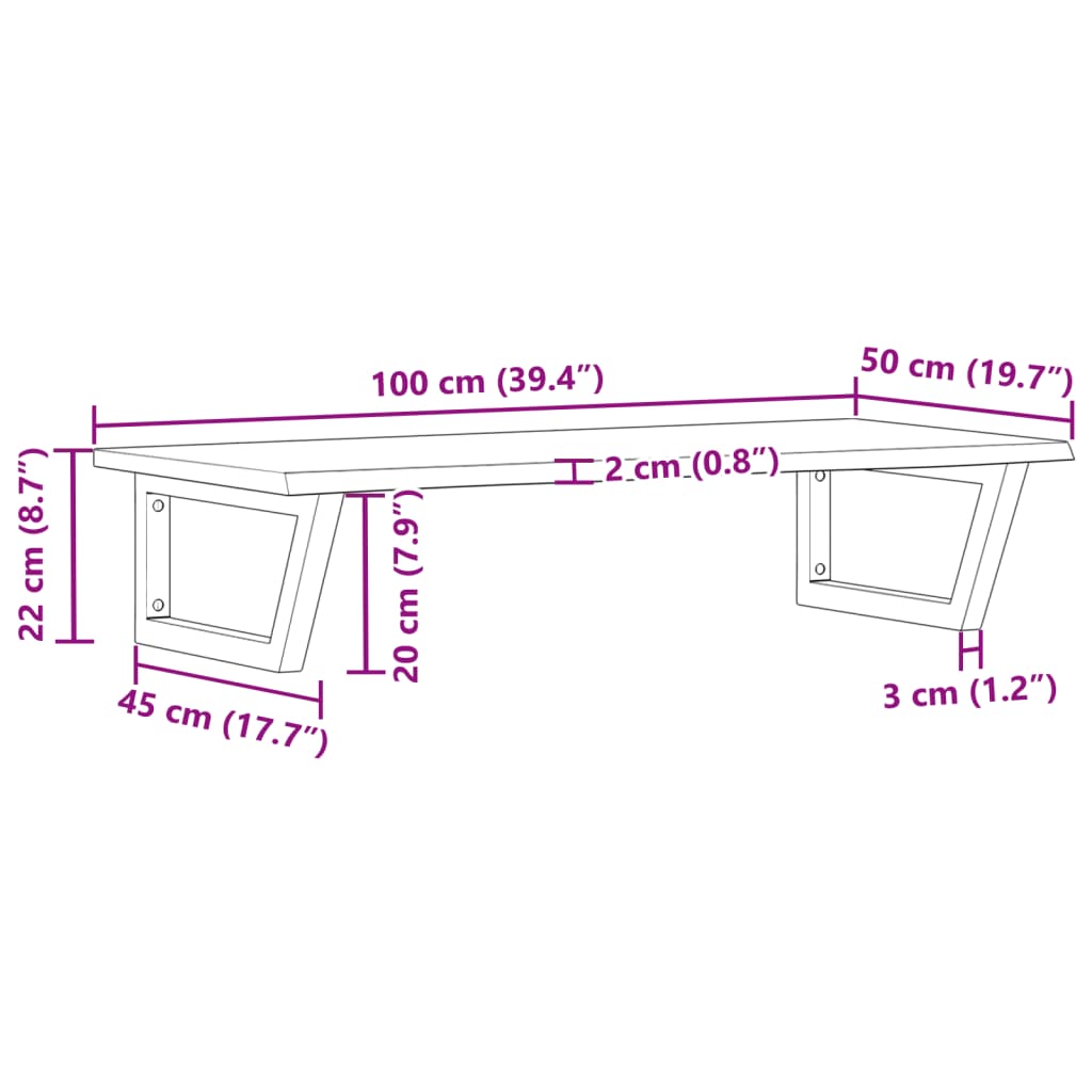 vidaXL Ράφι Νιπτήρα Τοίχου από Ατσάλι / Μασίφ Ξύλο Δρυός