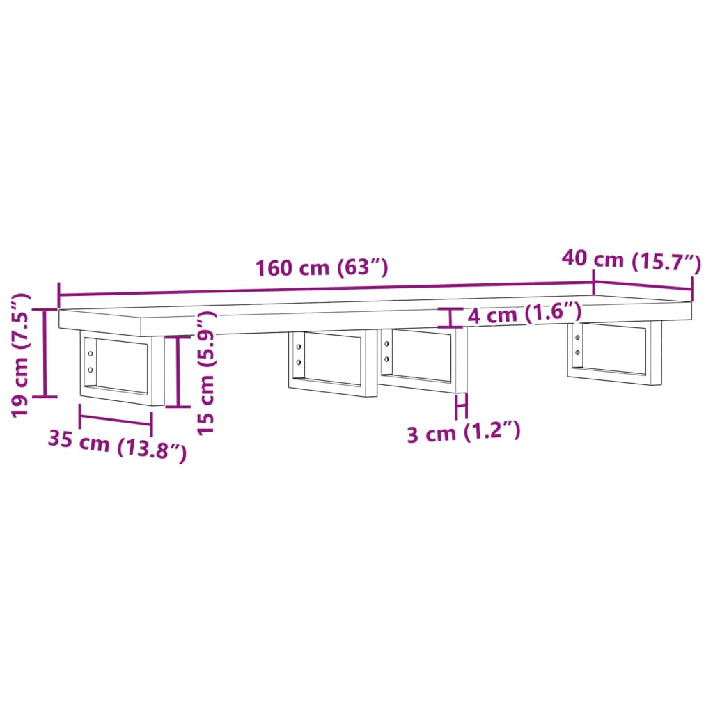 vidaXL Ράφι Νιπτήρα Τοίχου από Ατσάλι / Μασίφ Ξύλο Ακακίας