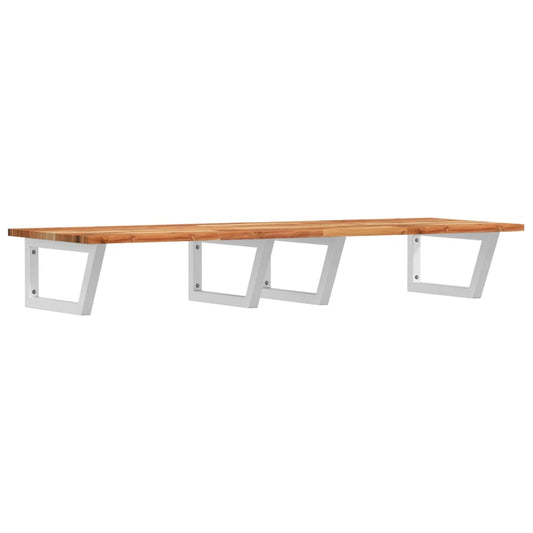 vidaXL Ράφι Νιπτήρα Τοίχου από Ατσάλι / Μασίφ Ξύλο Ακακίας