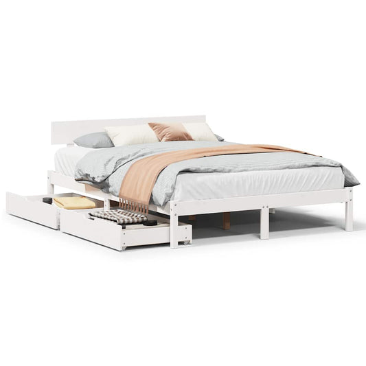 vidaXL Σκελετός Κρεβ. Χωρίς Στρώμα Λευκό 135x190 εκ Μασίφ Πεύκο