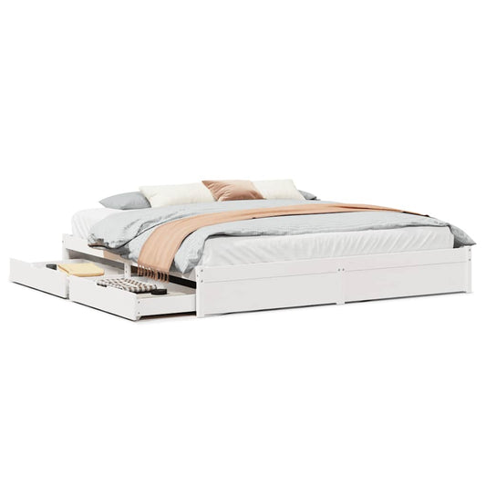 vidaXL Σκελετός Κρεβ. Χωρίς Στρώμα Λευκό 200x200 εκ Μασίφ Πεύκο