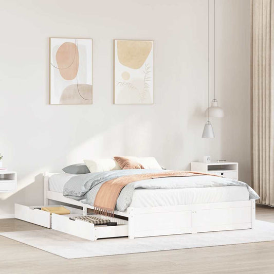 vidaXL Σκελετός Κρεβ. Χωρίς Στρώμα Λευκό 140x200 εκ Μασίφ Πεύκο