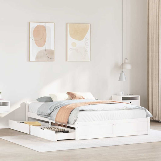 vidaXL Σκελετός Κρεβ. Χωρίς Στρώμα Λευκό 150x200 εκ Μασίφ Πεύκο