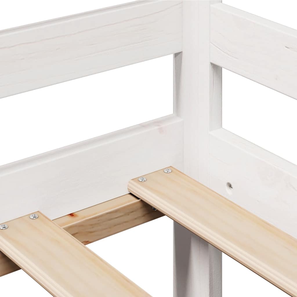 vidaXL Καναπές Κρεβάτι+Συρτάρια Χωρ. Στρώμα Λευκός 90x200εκ Μασίφ Ξύλο