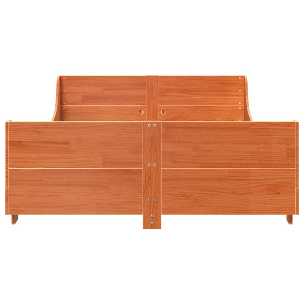 vidaXL Σκελετός Κρεβ. Χωρίς Στρώμα Καφέ Κεριού 135x190 εκ Μασίφ Πεύκο