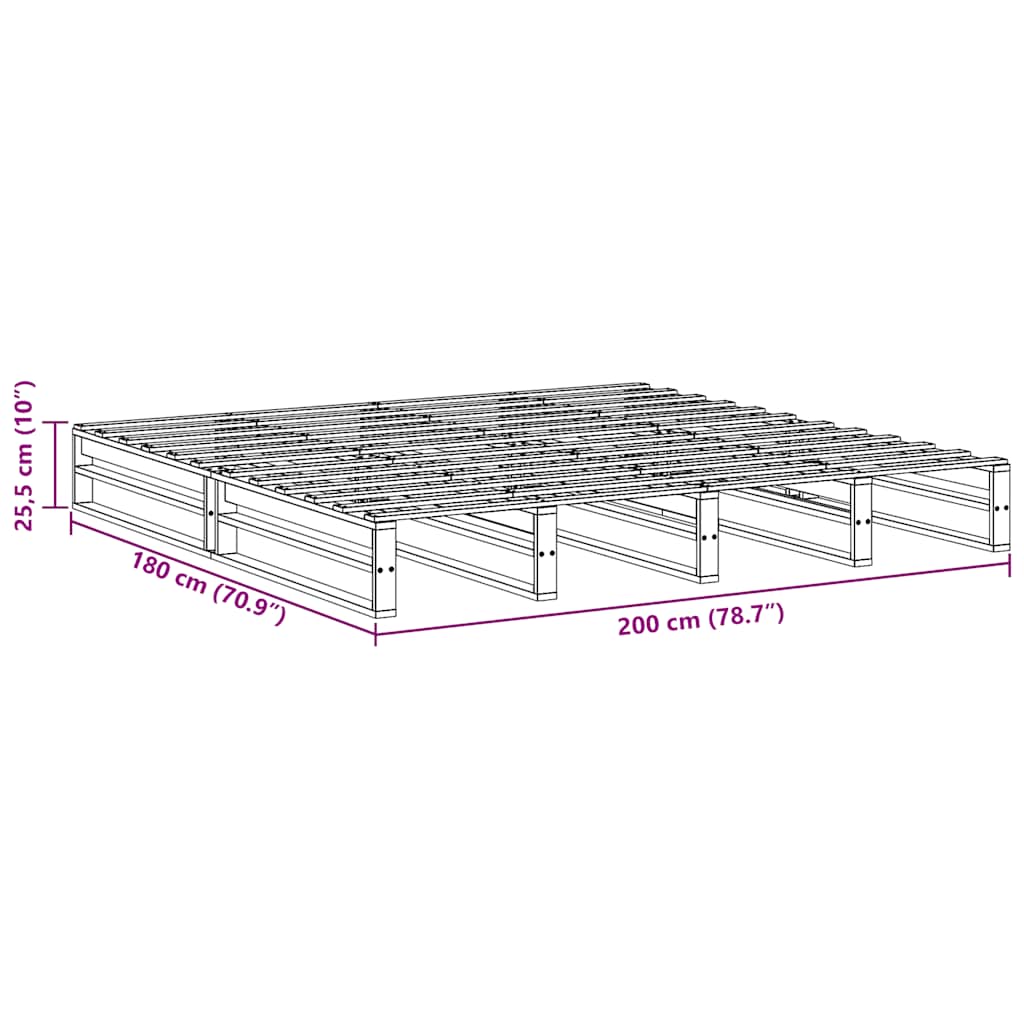 vidaXL Σκελετός Κρεβ. Χωρίς Στρώμα Λευκό 180x200 εκ Μασίφ Πεύκο