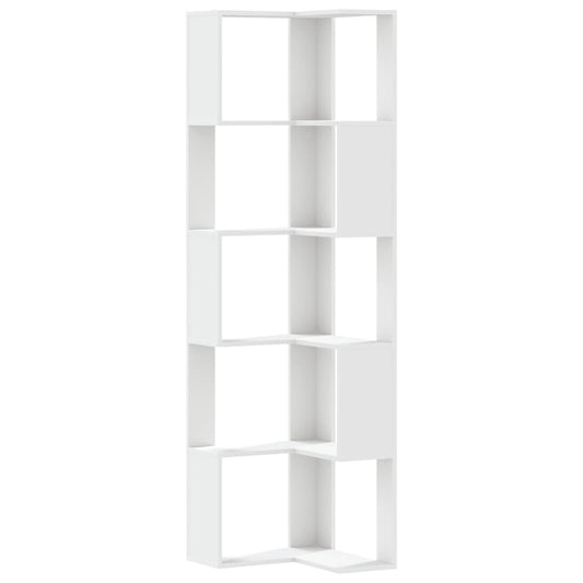 vidaXL Βιβλιοθήκη Γωνιακή 5 Επ. Λευκή 50x50x179εκ Επεξ. Ξύλο
