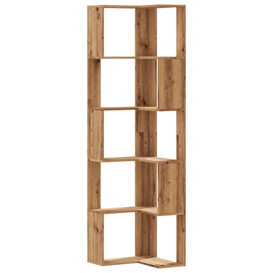 vidaXL Βιβλιοθήκη Γωνιακή 5 Επ. Αρτισιανή Δρυς 50x50x179 εκ Επεξ. Ξύλο