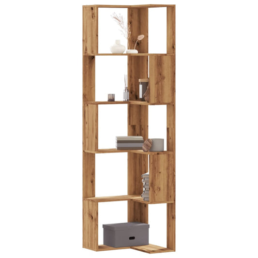 vidaXL Βιβλιοθήκη Γωνιακή 5 Επ. Αρτισιανή Δρυς 50x50x179 εκ Επεξ. Ξύλο