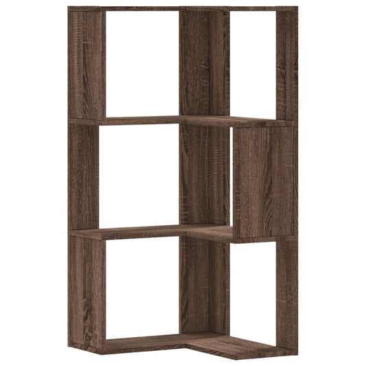 vidaXL Βιβλιοθήκη Γωνιακή 3 Επ. Καφέ Δρυς 50x50x102εκ Επεξ. Ξύλο