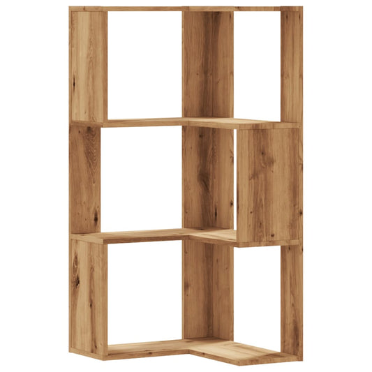 vidaXL Βιβλιοθήκη Γωνιακή 3 Επ. Αρτισιανή Δρυς 50x50x102εκ Επεξ. Ξύλο