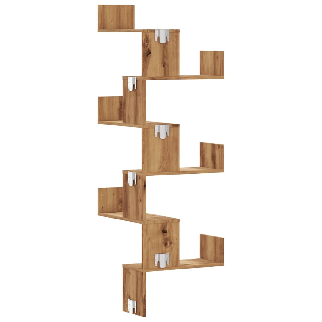 vidaXL Γωνιακή Ραφιέρα Τοίχου Αρτισιανή Δρυς 45x45x147 Επεξ. Ξύλο