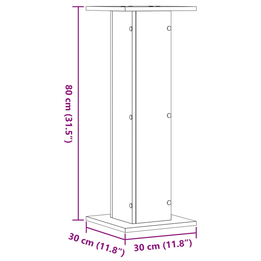 vidaXL Βάσεις Ηχείων 2 Τεμ. Γκρι Σκυρ. 30x30x80 εκ. Επεξ. Ξύλο