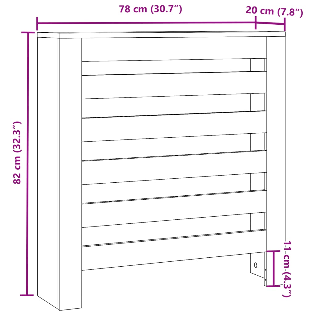vidaXL Κάλυμμα Καλοριφέρ Γκρι Σκυροδέματος 78x20x82 εκ. Επεξ. Ξύλο