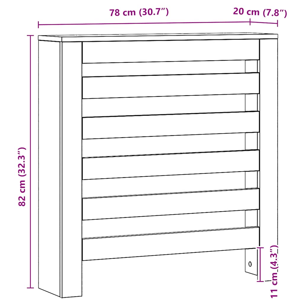 vidaXL Κάλυμμα Καλοριφέρ Αρτισιανή Δρυς 78x20x82 εκ Επεξεργασμένο Ξύλο