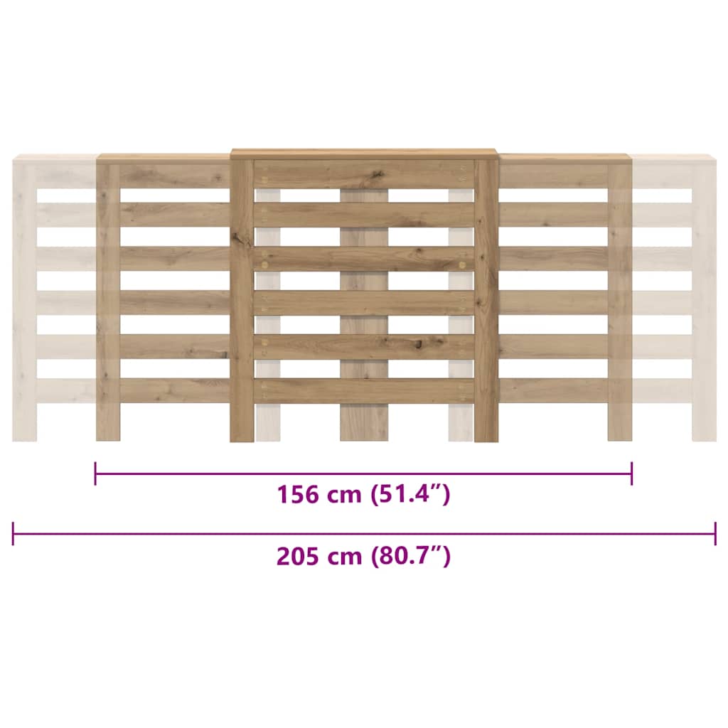 vidaXL Κάλυμμα Καλοριφέρ Αρτισιανή Δρυς 205x21,5x83,5 εκ Επεξ. Ξύλο
